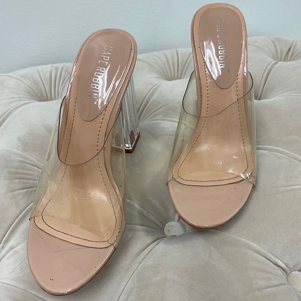 Clear high heels sandals